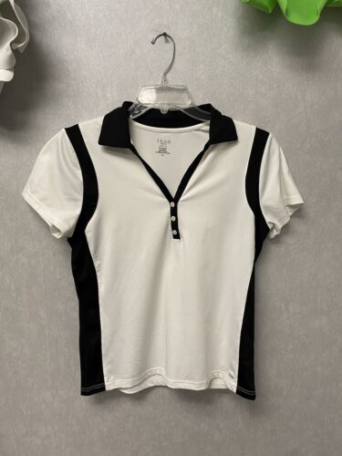 Izod White/Black Short Sleeve Golf Top Size Medium