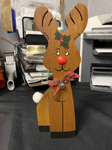 11” REINDEER Wooden SHELF Sitter Christmas