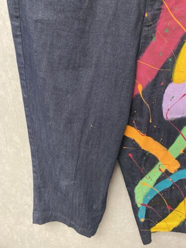 Revamped Denim Multi Hand Painted Capris Size 14