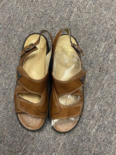 Fidelio Tan Hallux Vienna Fabia Bunion Adjustable Wedge Sandals, sz 37 (6.5) L2