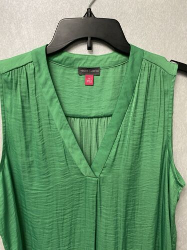 Vince Camuto Women's Inverted-Pleat Top Green Sleeveless Size Med