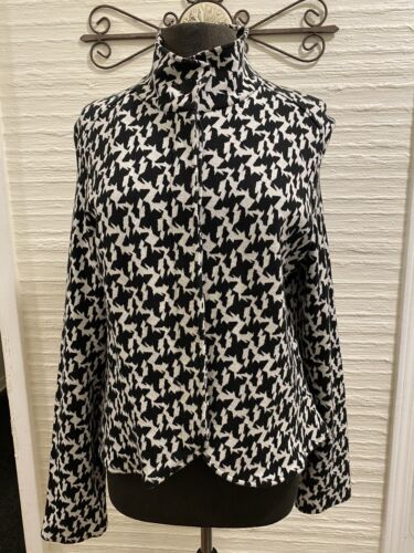 Luii Black And White Houndstooth Printed Blazer Jacket Size XL