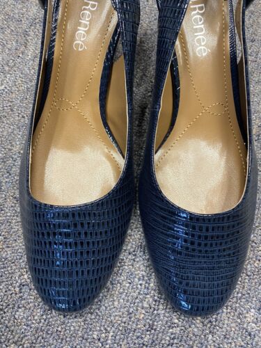 J.Renee Womens Malree Navy Patent Dress Heels Shoes 8 Medium