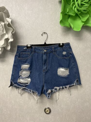 Shein Curvy Shorts Size 1XL Distressed Destroyed Cut Off Denim Jean High Rise