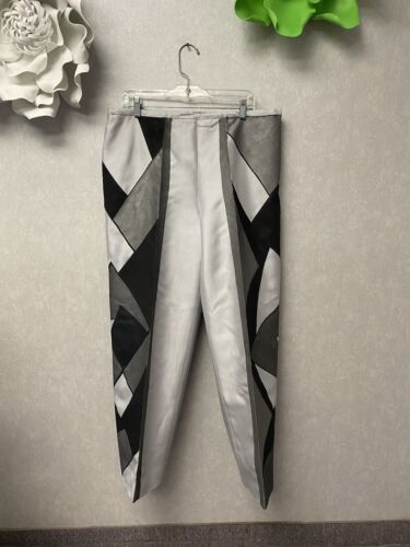 Revamped Gray/Black Angles Hand Painted Pants Size 16