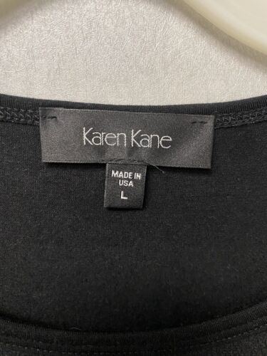 Karen Kane Black/Tan CUTOUT FAUX LEATHER TOP w/stretch Ponte Back Size Large