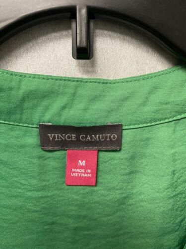 Vince Camuto Women's Inverted-Pleat Top Green Sleeveless Size Med