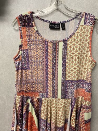 Attitudes by Renee Como Jersey Dip Hem Knit Tunic Tank Purple Multi Size Small