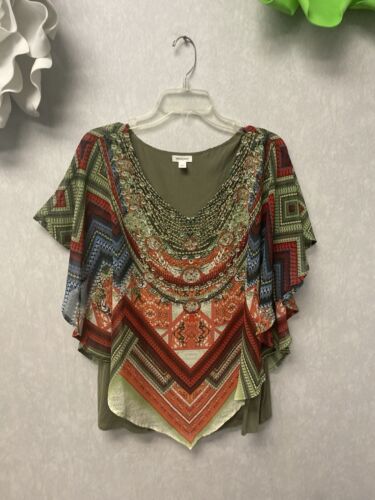 Westport Green/Red Multi Cape Top Size Large