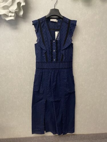 NWT COACH Navy Broderie Anglaise Maxi Lace Dress- Size 0 (retail $695)