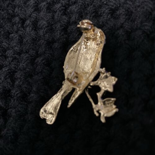 Vintage Style Beautiful SONG BIRD Enamel & Austrian Crystal BROOCH Pin Jewellery