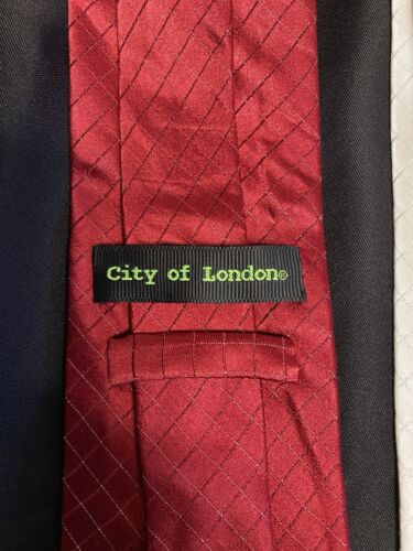 City of London 2pc Silk Neck Tie Set Red And White