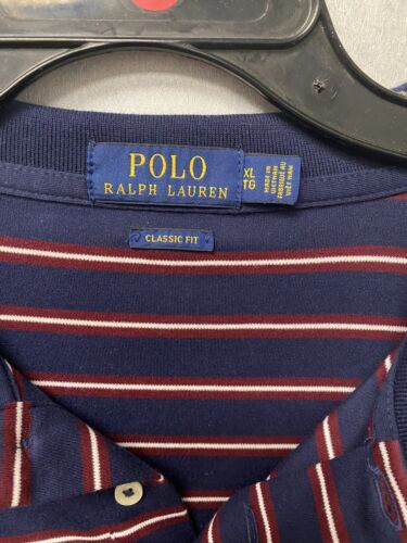 Polo Ralph Lauren Polo Shirt Men XL Classic Fit Striped 100% Cotton Short Sleeve