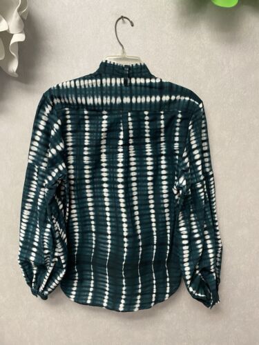 Studio 189 Green/White Button down Top Puff Sleeves Size Small NWT ($279)