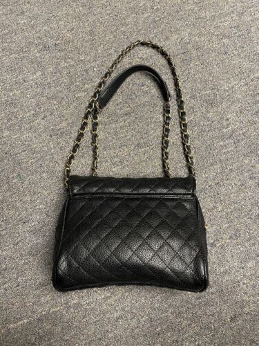 FOREVER 21 Small Black Purse Handbag Crossbody Bag with Gold Chain Polyvinyl