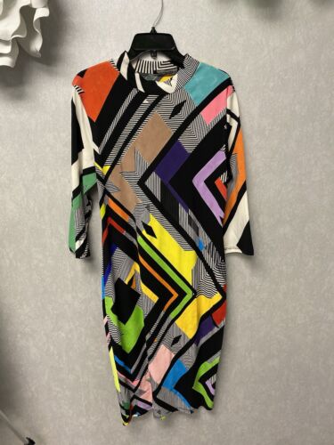 Revamped Pink/ Black Multi Hand painted Dress Size Large