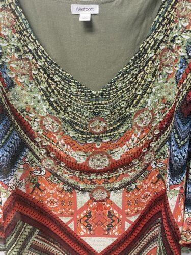 Westport Green/Red Multi Cape Top Size Large