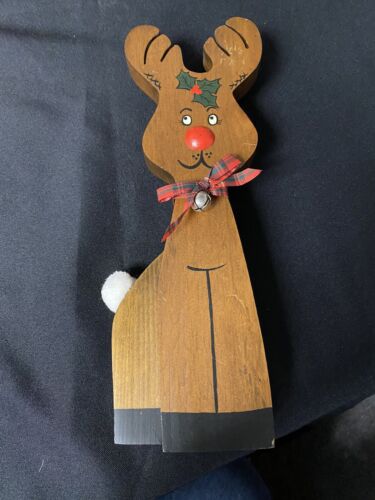 11” REINDEER Wooden SHELF Sitter Christmas