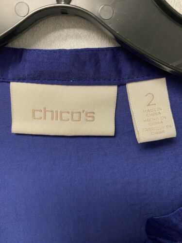 Chico's Tulia Blue Cross Front Asymmetrical Tunic - Sz 2 (12/14)