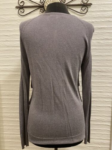 Anne Klein Cardigan Sweater Silver/Gray Rayon Size M Long Sleeve