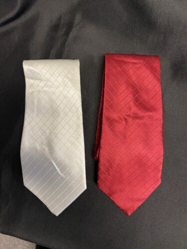 City of London 2pc Silk Neck Tie Set Red And White