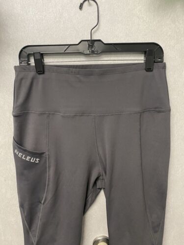 Neleus Sports Wear Grey Leggings Pockets Pull On Stretch Size XL