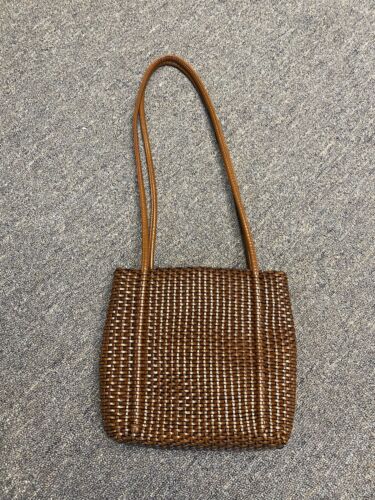 Nine West Brown Woven Ratan Look Shoulder Bag