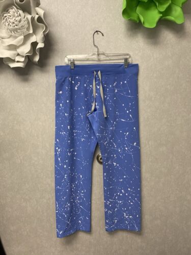 Revamped Figs Scrub Pants Blue/White Size Medium-Handpainted