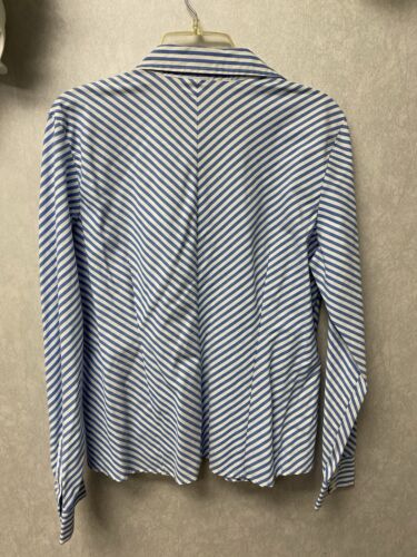 Van Heusen Top Shirt Ruched Button Front Blue/White Size XL