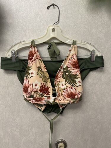 Women’s Kona Sol Halter Pink Floral Bikini Size XL