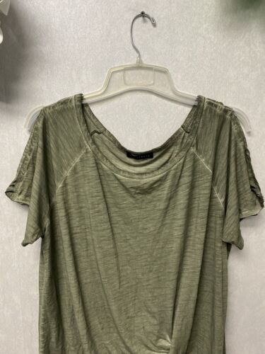 Sanctuary Olive Cold Shoulder Tee Shirt Green Knot Size XL