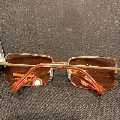 Rimless Rectangle Gold Frame Melon Orange Retro Tint Sunglasses