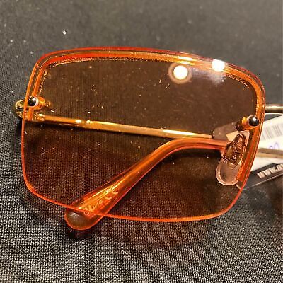 Rimless Rectangle Gold Frame Melon Orange Retro Tint Sunglasses