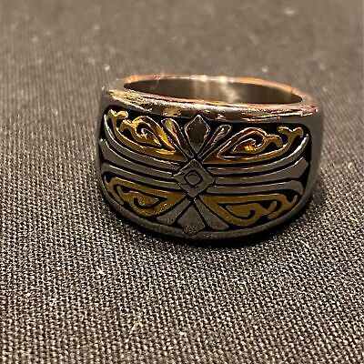 Gold/Silver Stainless Steel Ring Size 11