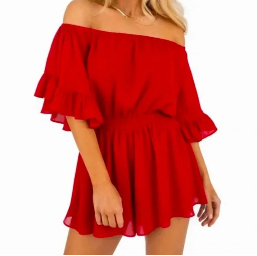 Endless Rose Red Ruffled Romper Size Small