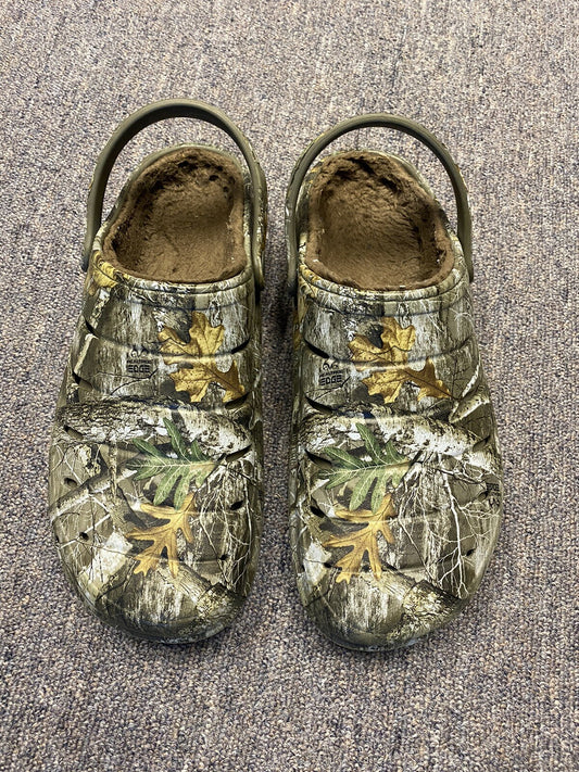 Rugged Shark RealTree Camoflauge Men Camo Lined Sherpa EVA Clogs Sandals 9