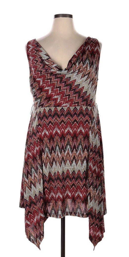 Corey P Dress Women's Handkerchief Hem Cowl Neck Chevron Stretch Size XS