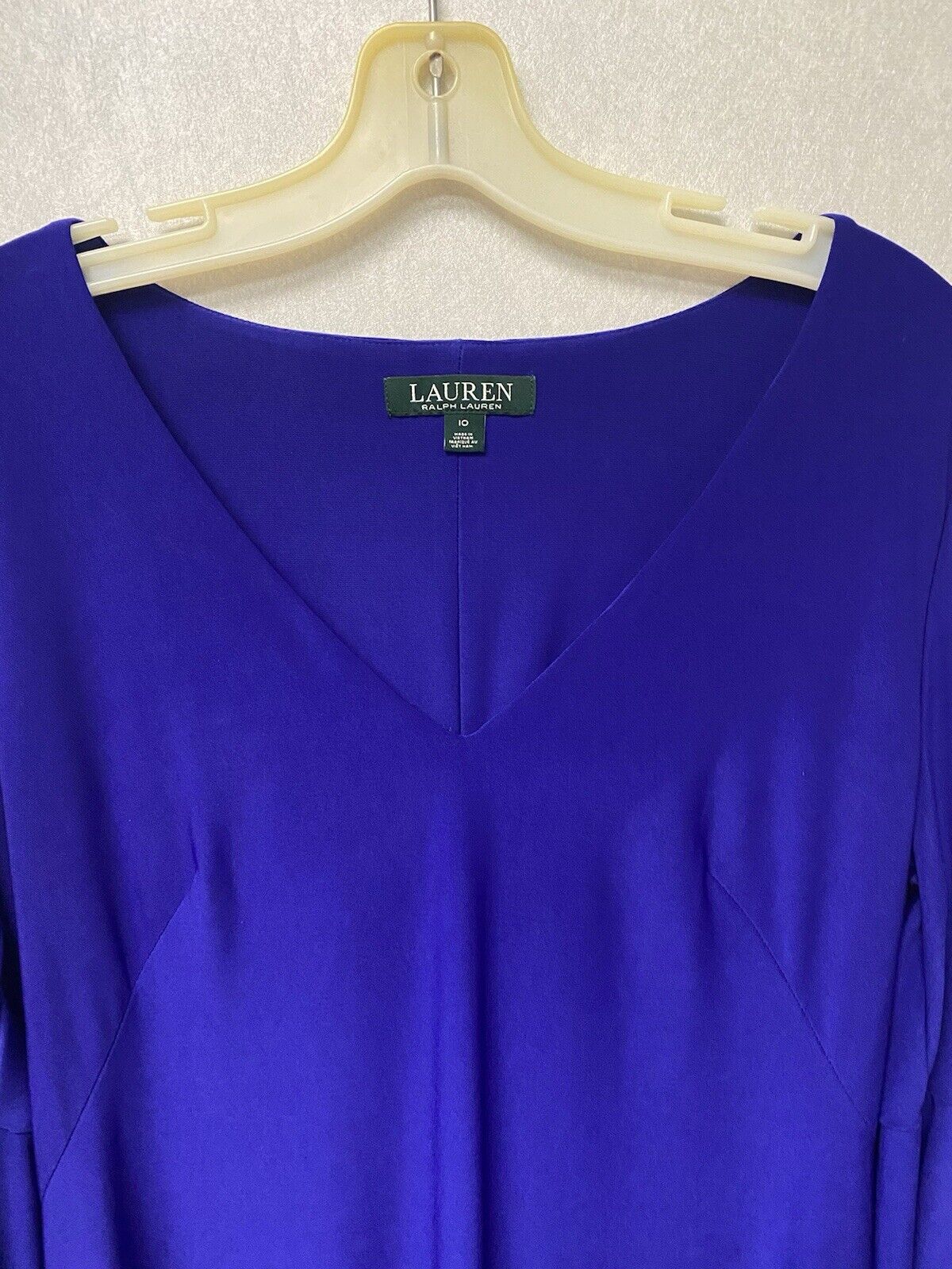 LAUREN RALPH LAUREN Women's Royal Blue Bell Sleeve V-neck Shift Dress Size 10