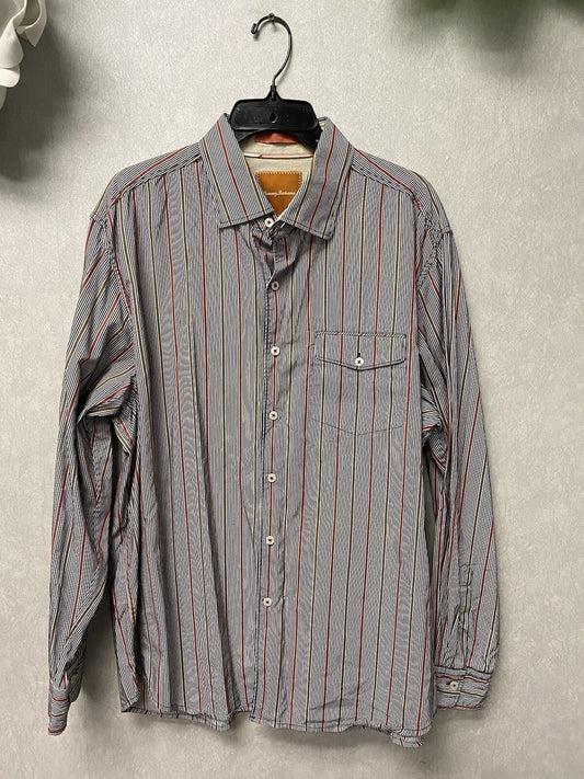 Tommy Bahama Red/Blue Men's Shirt Long Sleeve Striped Size XL