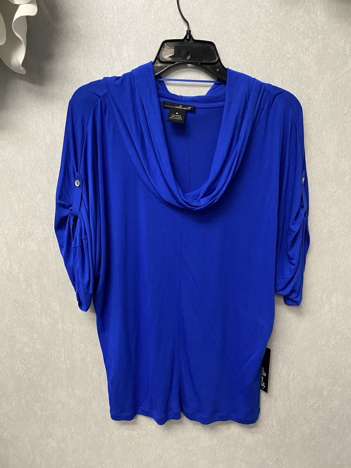 Willi Smith Blue Cowlneck Top Size Large