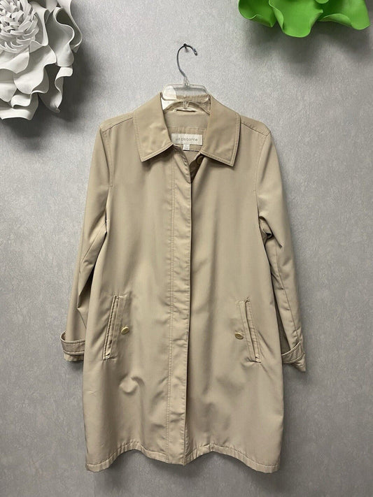 Liz Claiborne Outerwear Beige Trench Coat Jacket Lined Womens Size Large