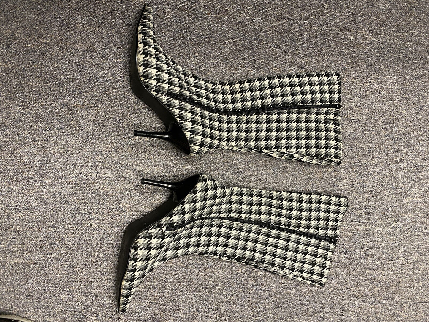 Wild Rose Boots Houndstooth Knee High Heels Stretch Woven Size 9