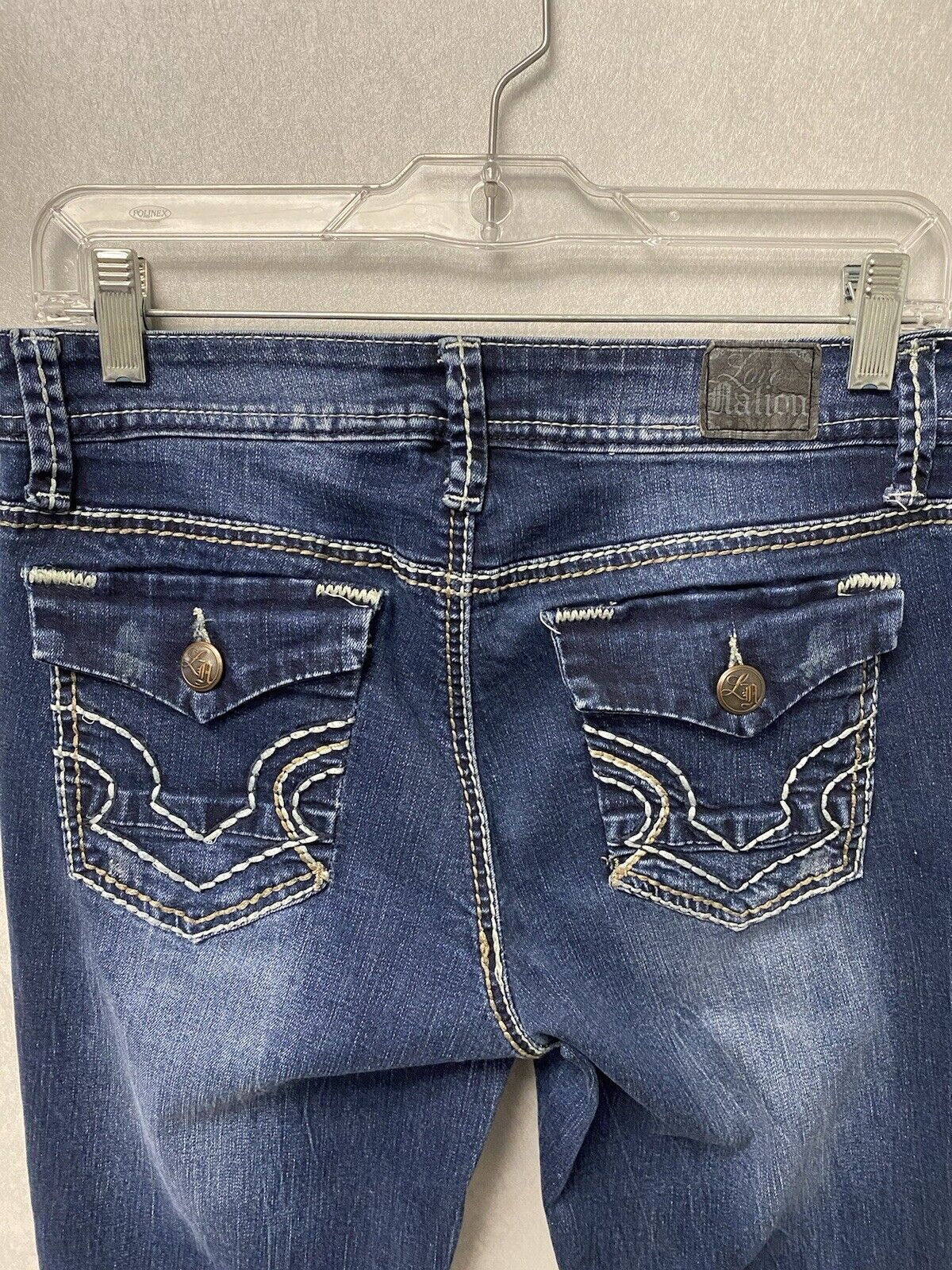 Love Nation Boot Cut Jeans 6 Rhinestone Snowflake Embroidery Stretch Size 6