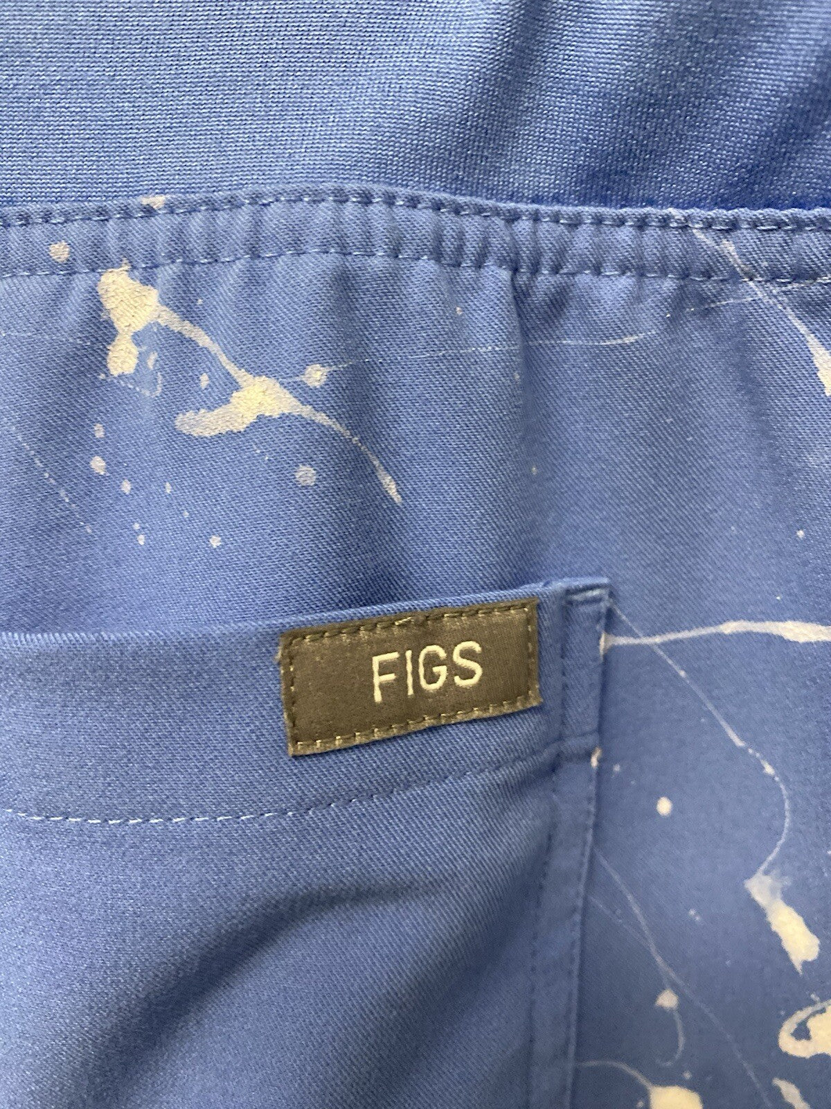 Revamped Figs Scrub Pants Blue/White Size Medium-Handpainted