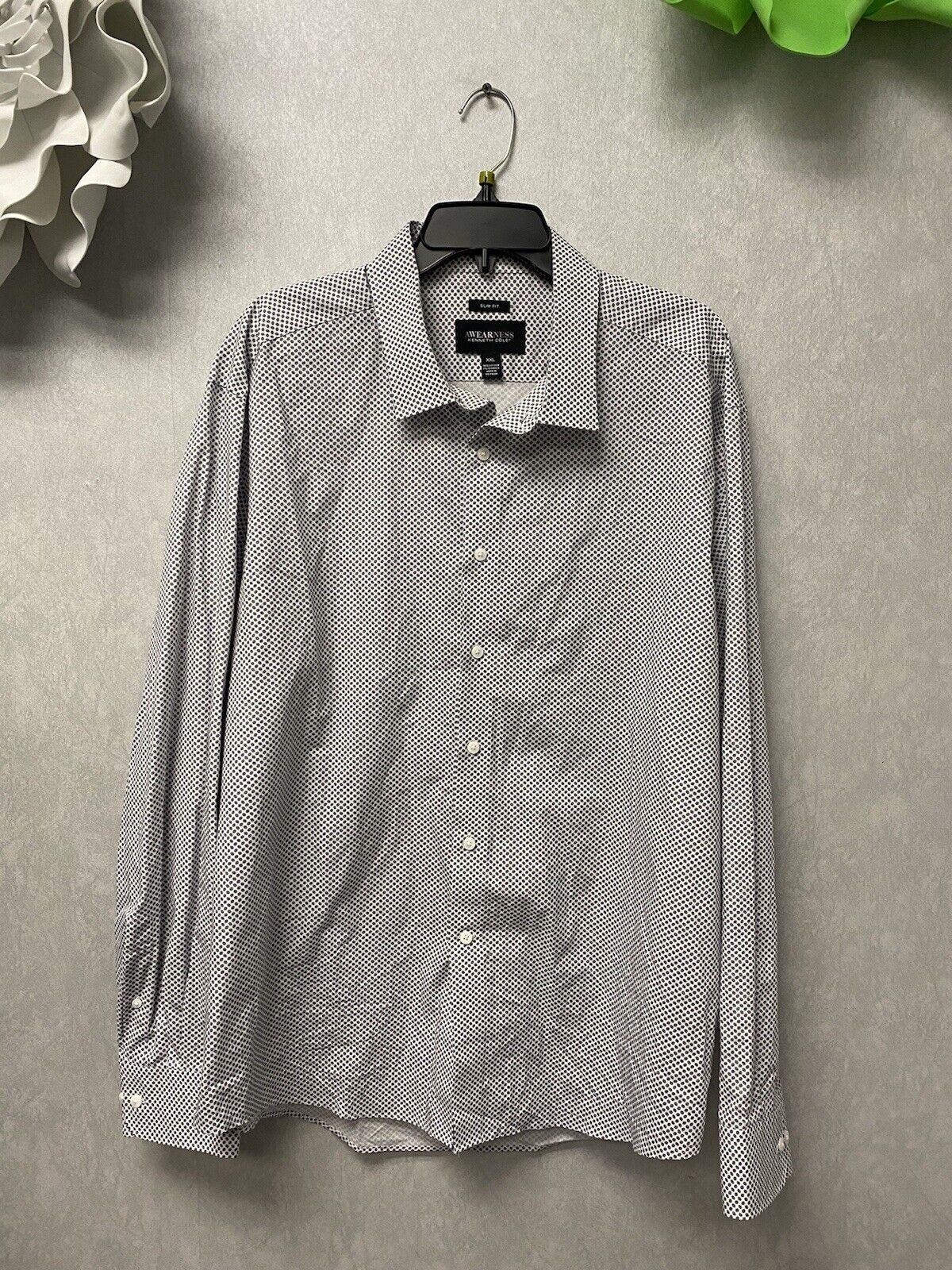 Kenneth Cole Awearness Blue/White Shirt Button Up Long Sleeve Mens Size XXL Slim