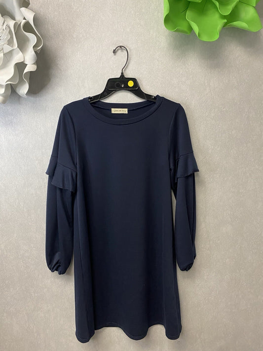 Pixi & Ivy Navy Dress with Ruffle Sleeves Size Small