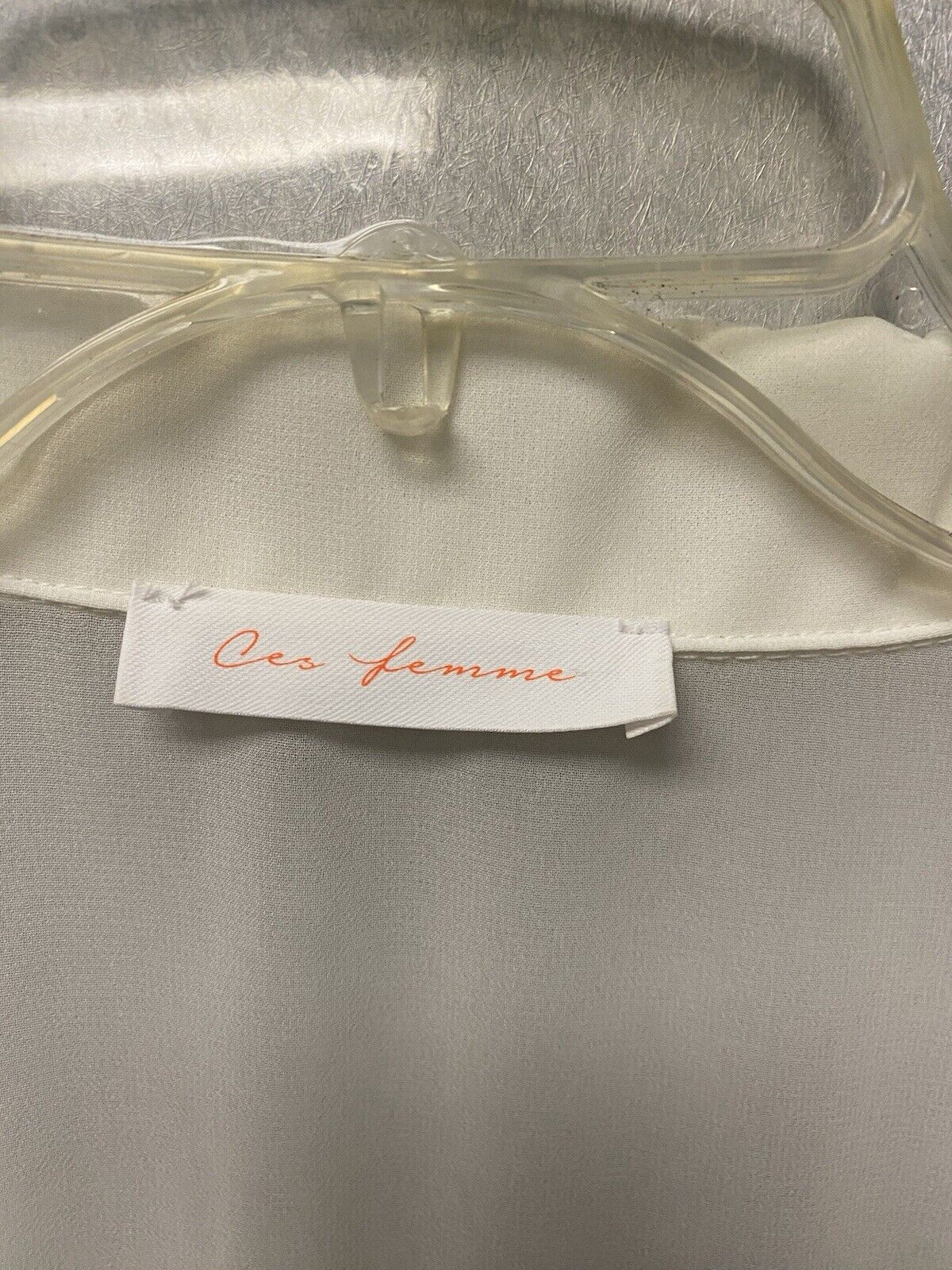 Ces Femme Sheer Off White Top Size Med Oversized