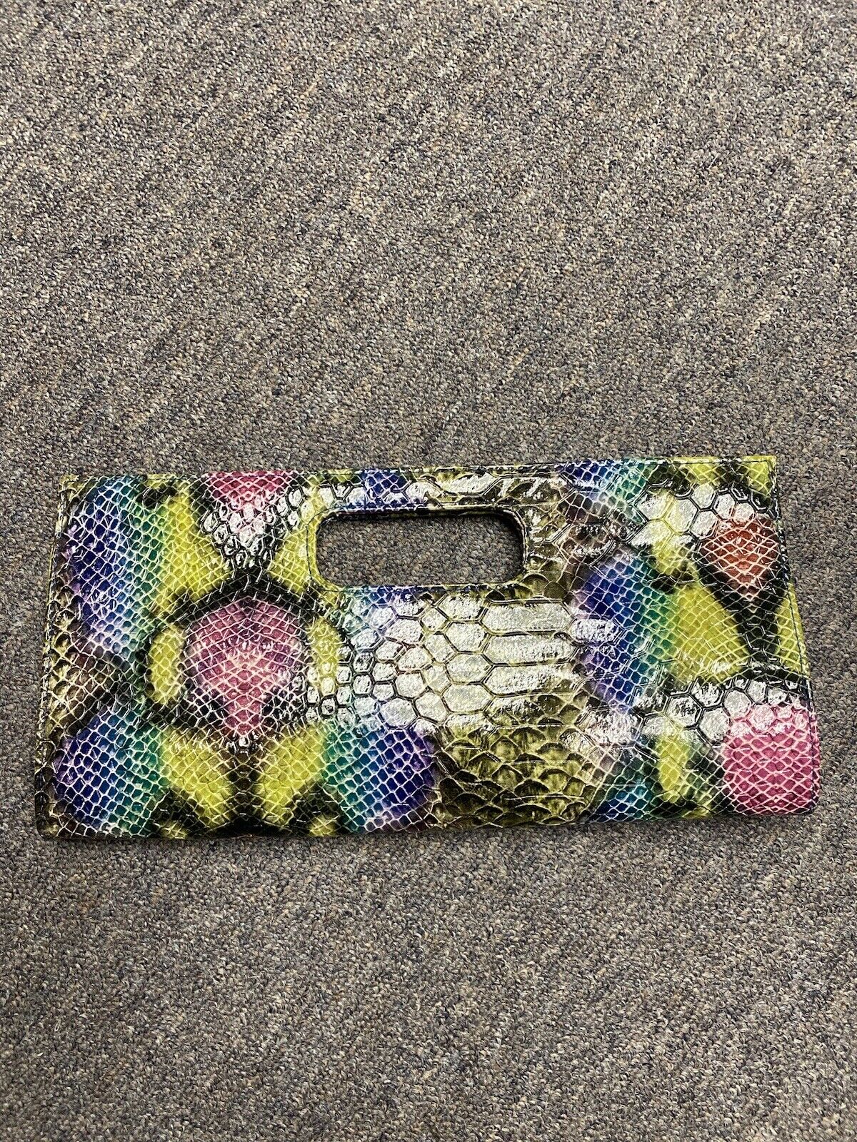 Vintage Giannini Faux Snakeskin Clutch Rainbow Colors
