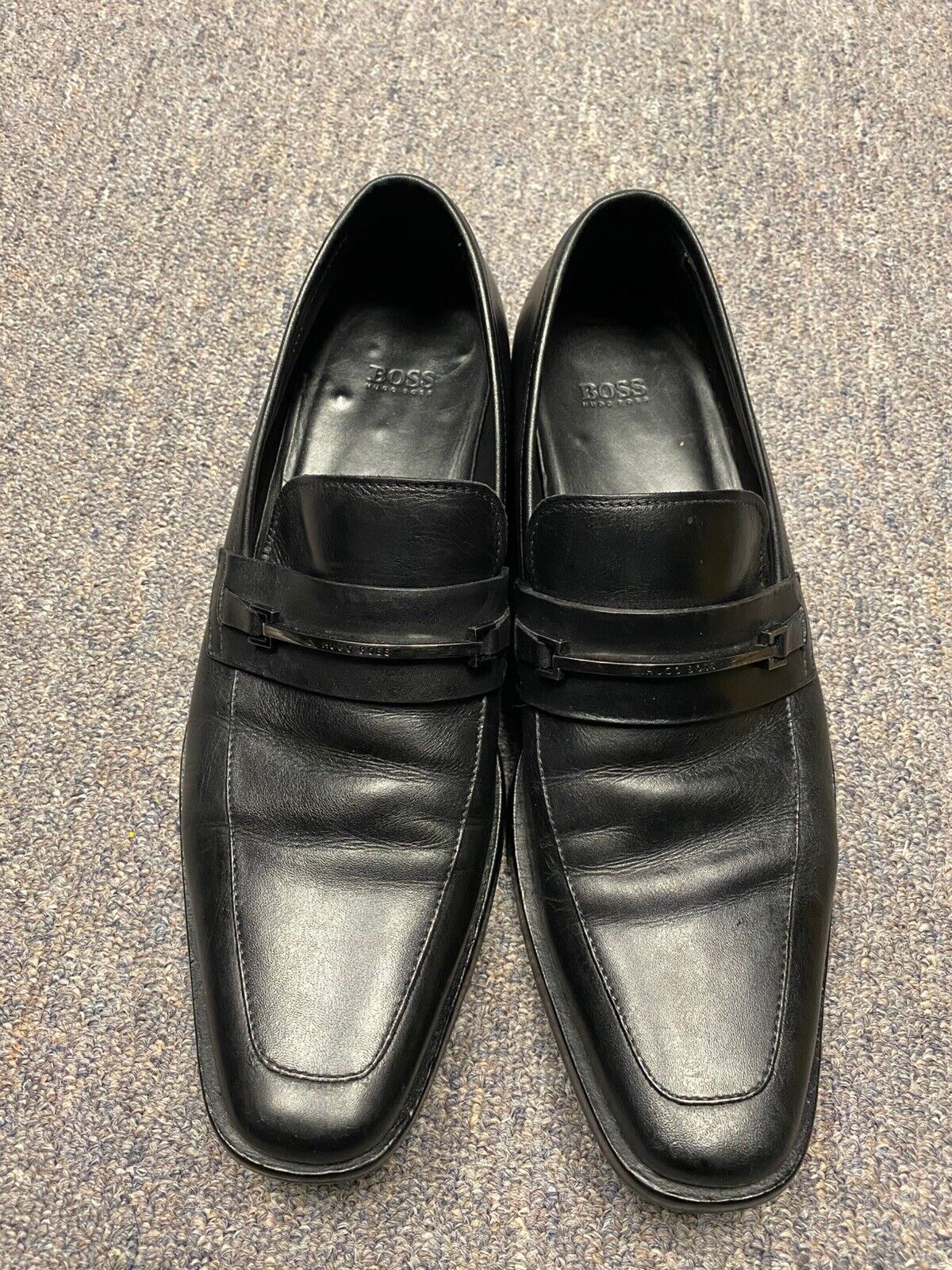 HUGO BOSS Mens Casual Dress Shoe Soft Black Leather Slip On Loafer Sz Size 8