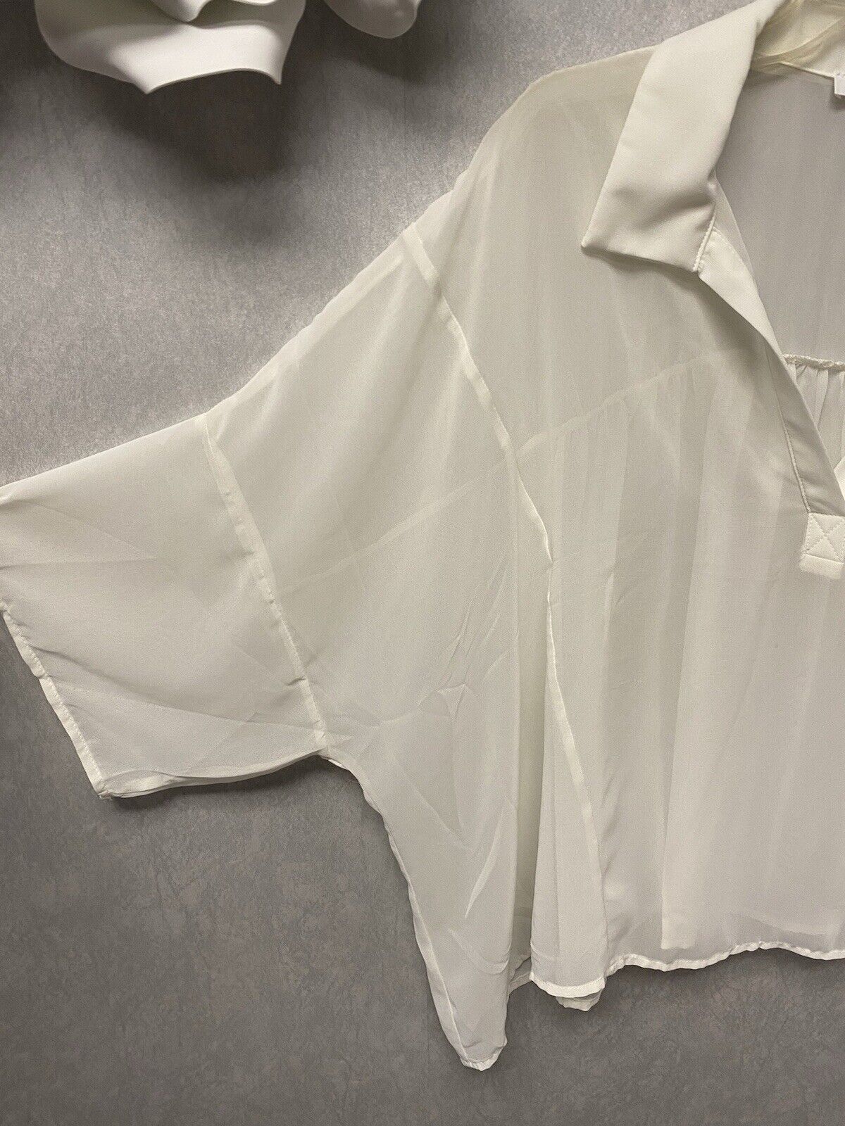 Ces Femme Sheer Off White Top Size Med Oversized
